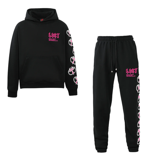 Lost Intricacy Sweatsuit (Black/Pink)