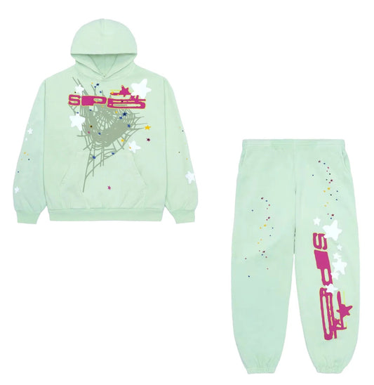 Sp5der Sweatsuit (Mint/Fuschia)